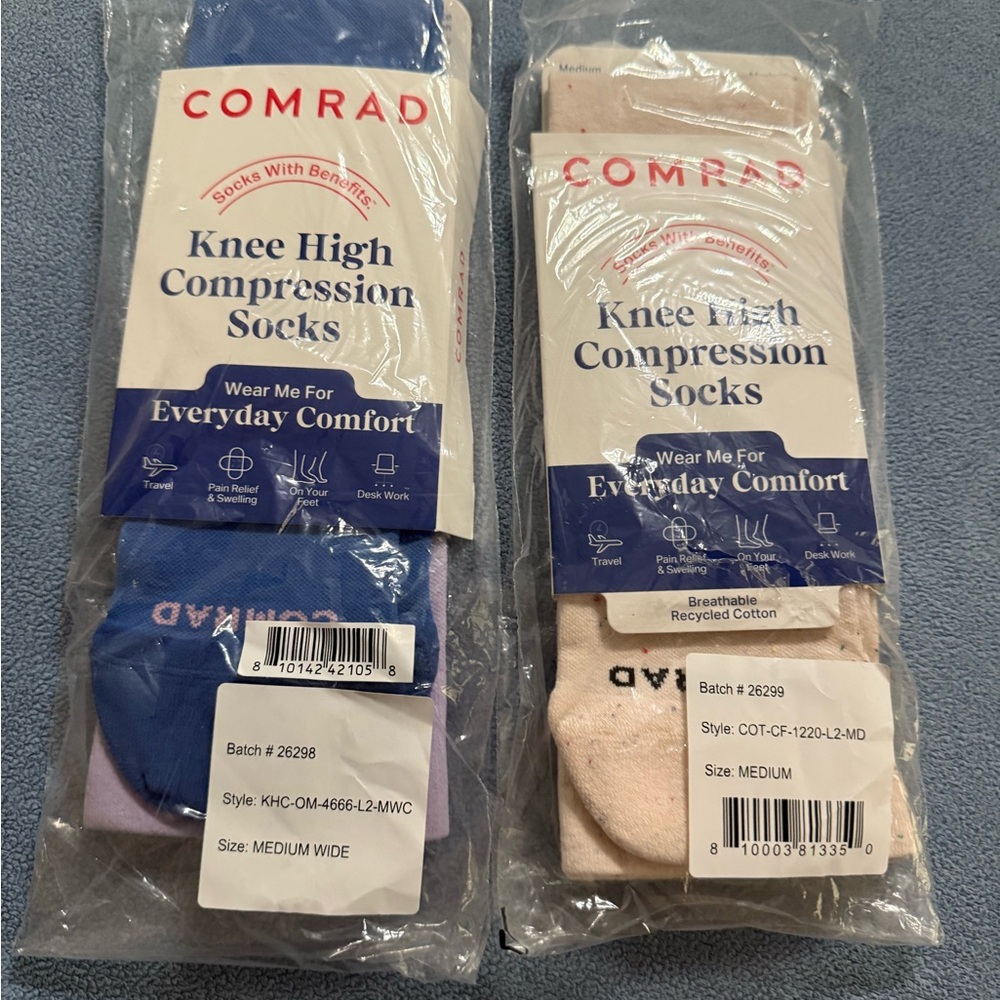 Comrad Knee High Compression Socks - Blue and Tan